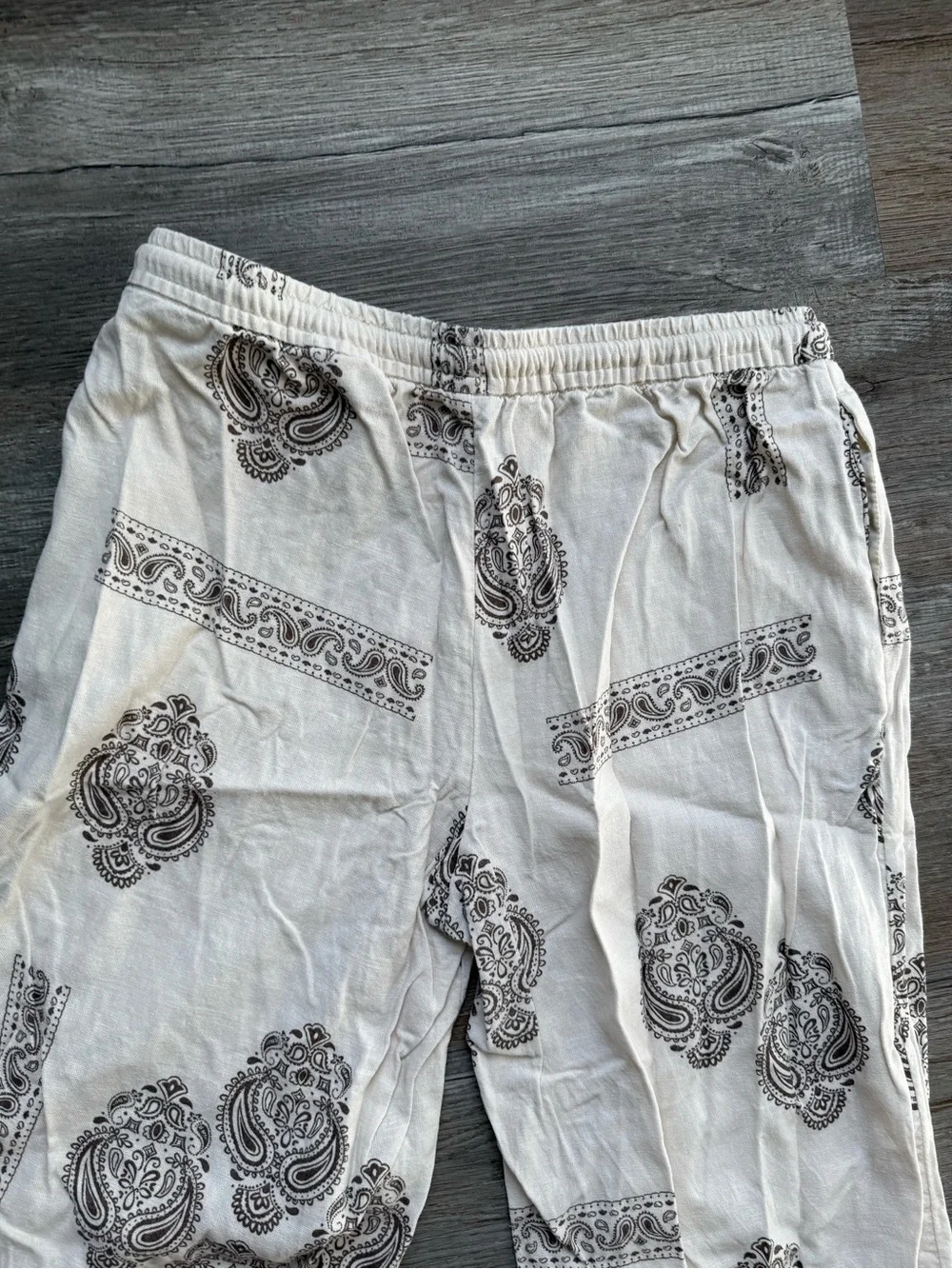 Divided Boho Wide-Leg Printed Lounge Pants Paisley Cream Brown Hippie Boho XXS - Picture 6 of 7